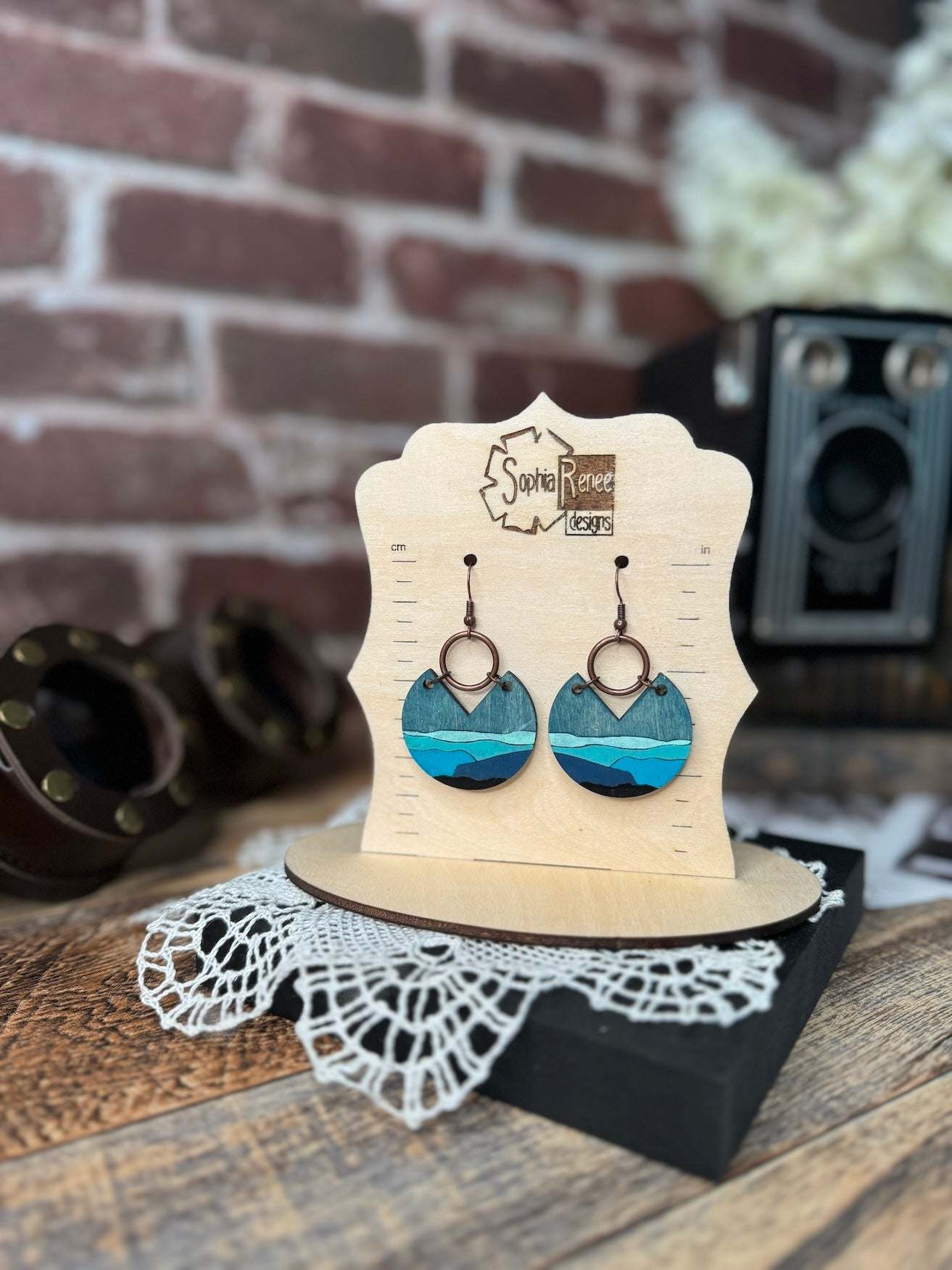 Landscape Cut Out Wooden Earrings