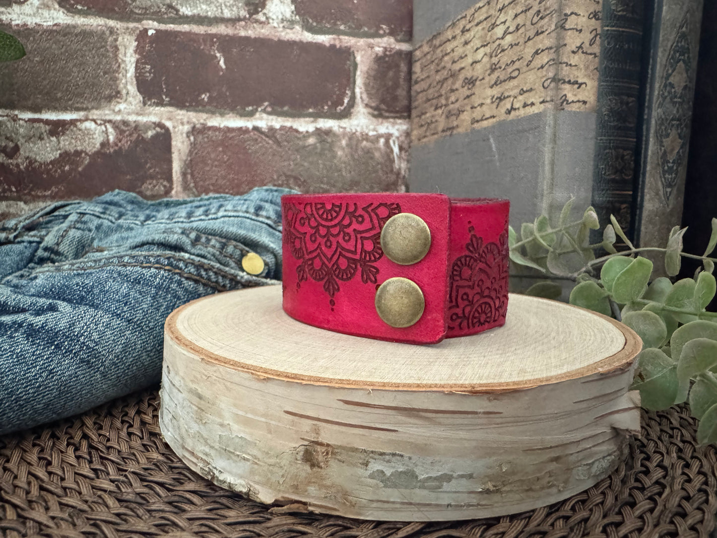 Mandala Leather Cuff