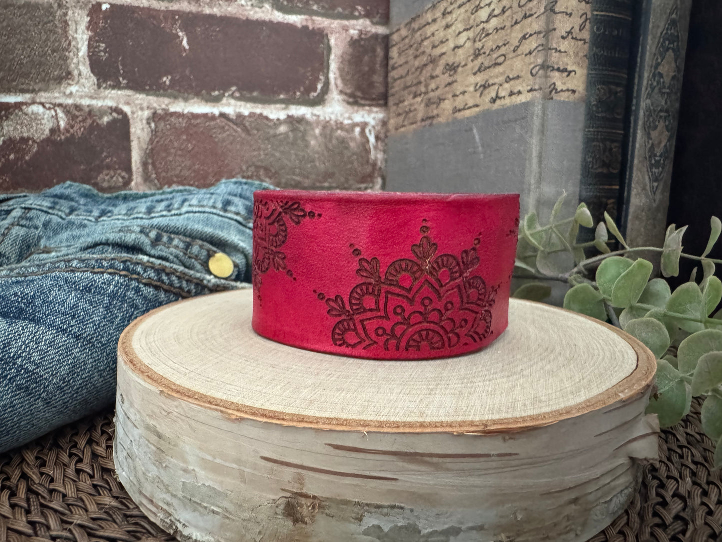Mandala Leather Cuff