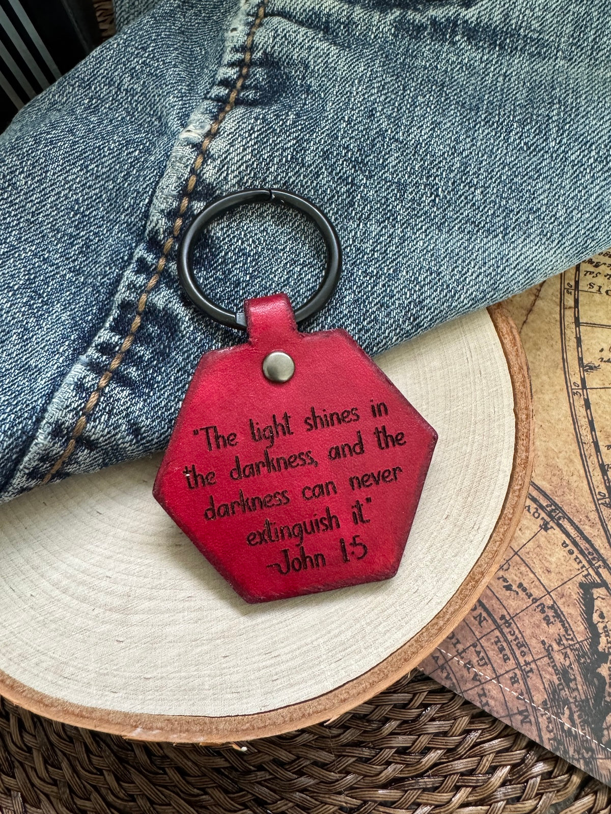 Lighthouse Leather Keychain