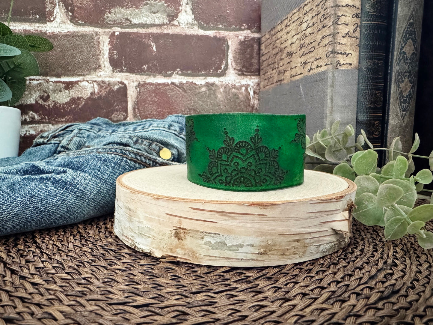 Mandala Leather Cuff
