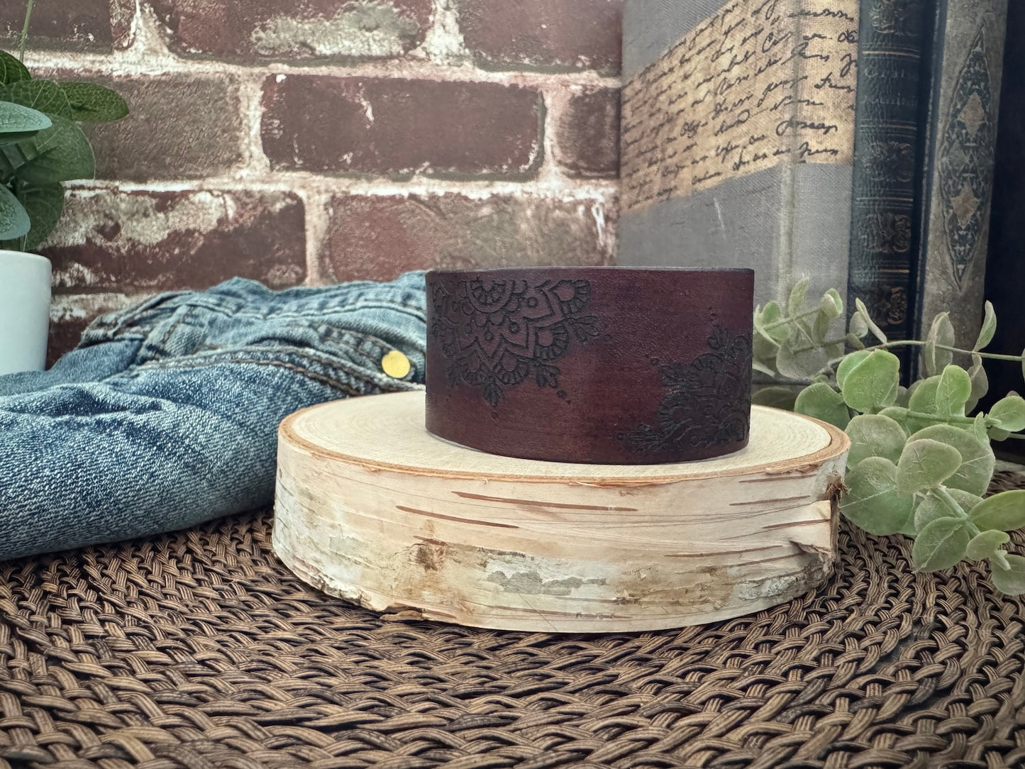 Mandala Leather Cuff