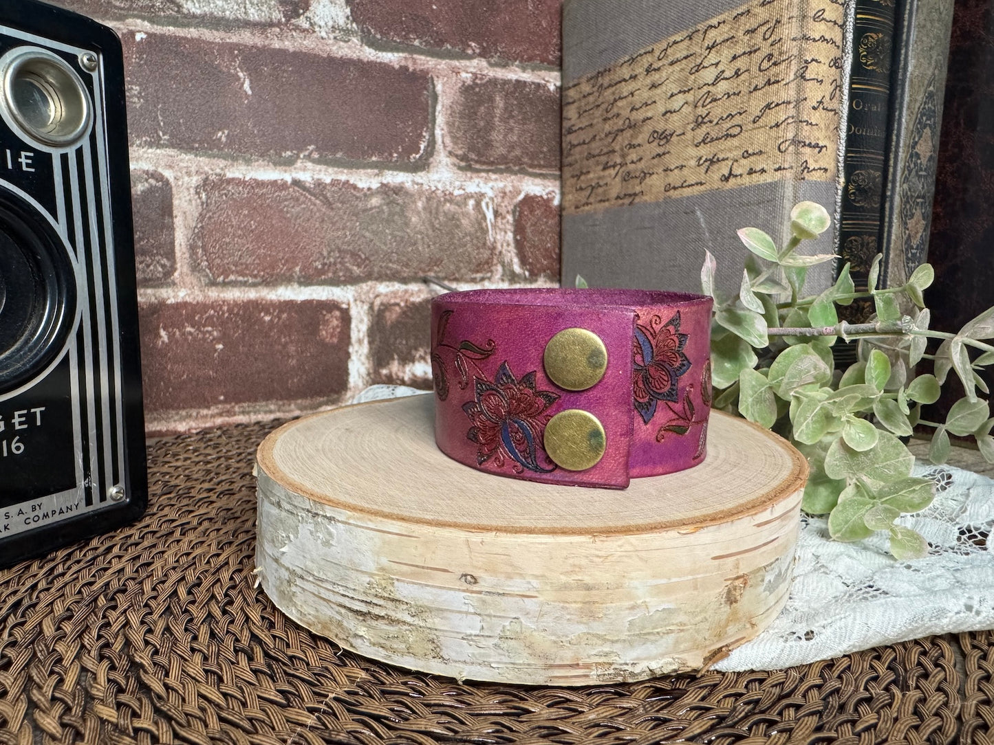 Mandala Leather Cuff