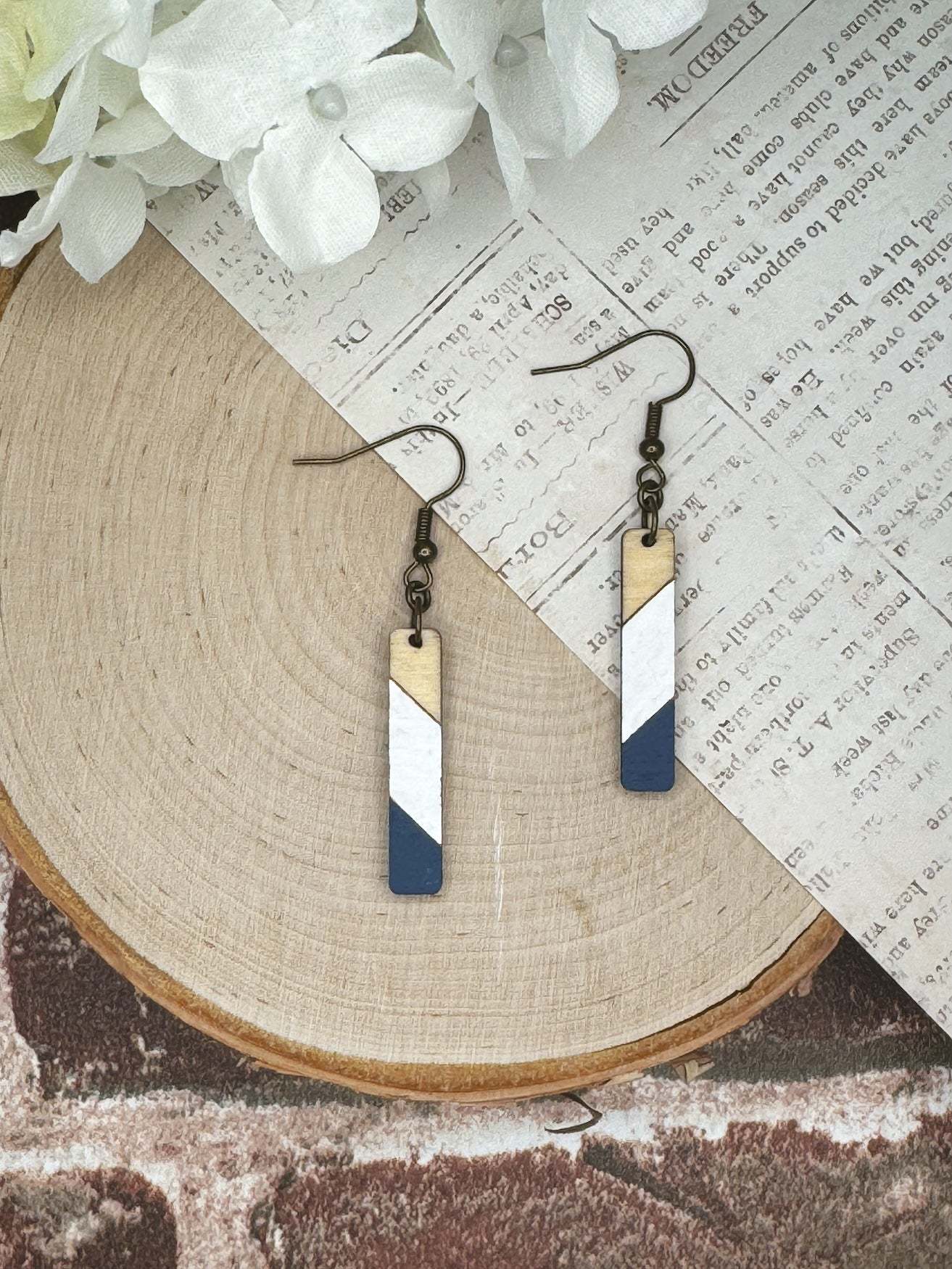 Minimalist Rectangular Wooden Earrings