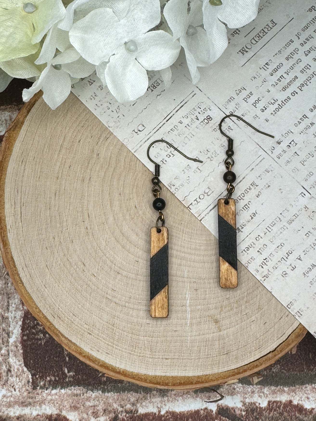 Wooden Earrings | Minimalist Rectangular Earring| Sophia Renee Designs