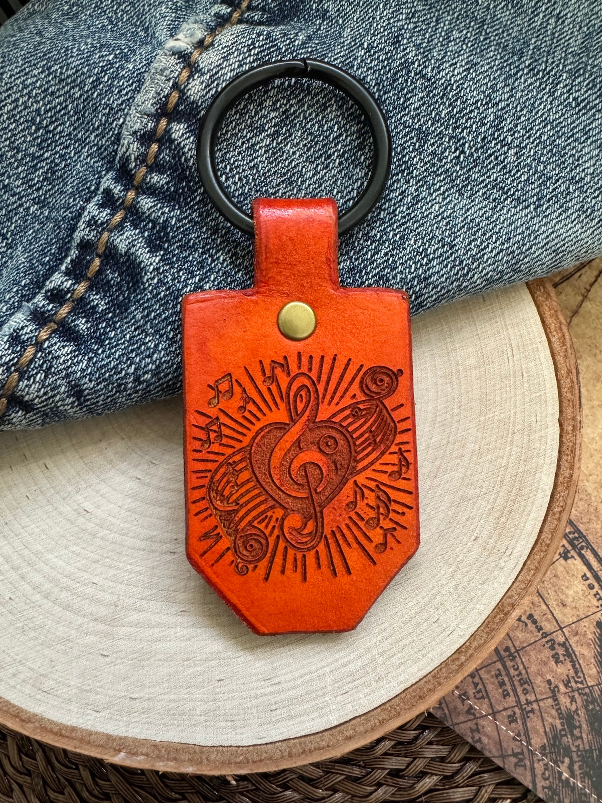 Music Leather Keychain