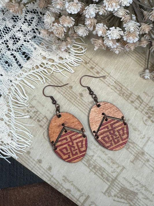 Oval Double Dangle Tribal Earrings