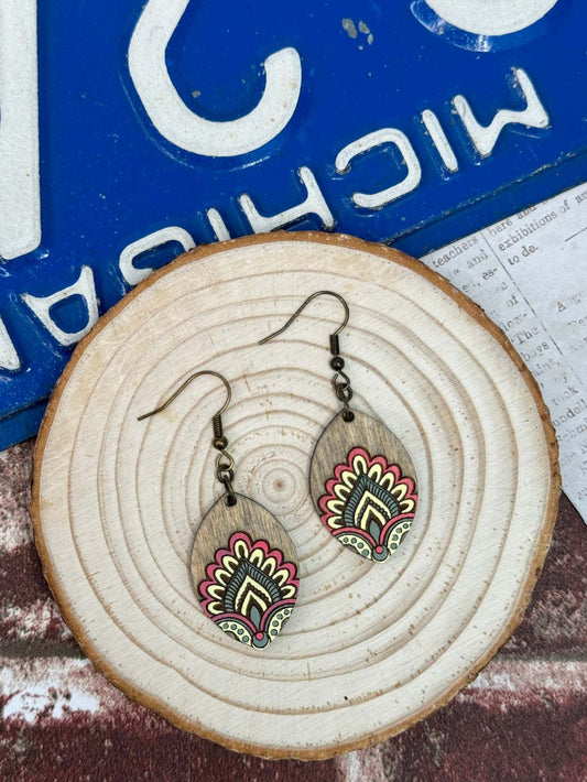 Paisley Ellipse Dangle Earrings