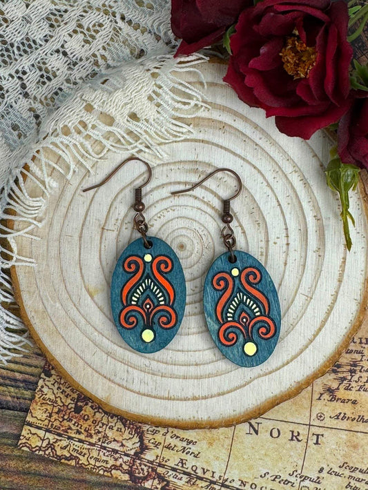 Paisley Oval Dangle Earrings