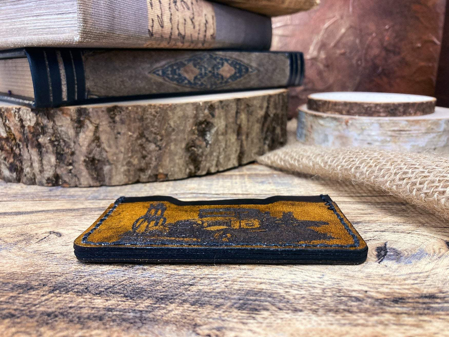 Pick Up Truck Minimalist Wallet -Handcrafted Genuine Leather