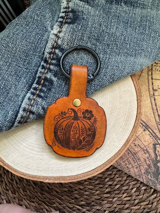 Pumpkin Leather Keychain