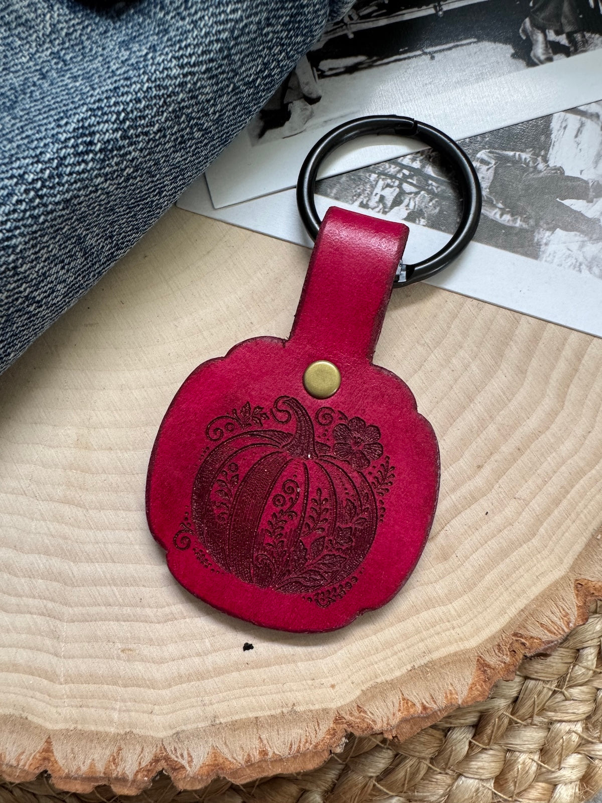 Pumpkin Leather Keychain
