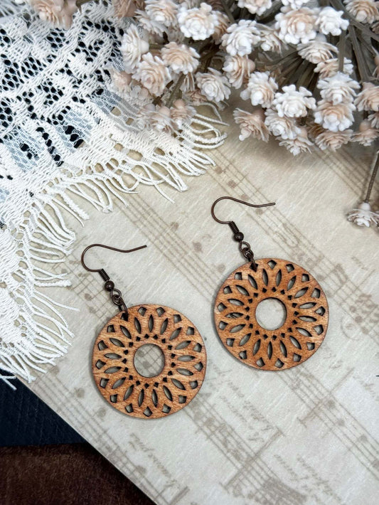 Radial Ellipse Wooden Earrings