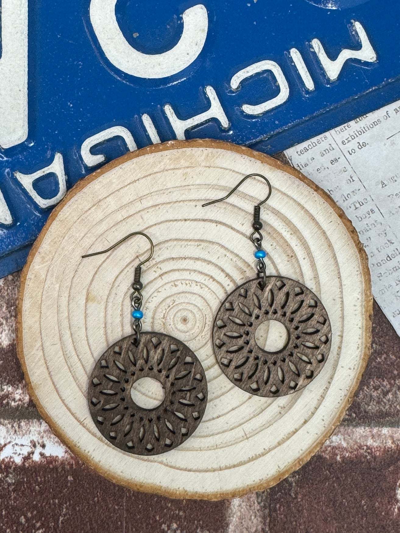 Radial Ellipse Wooden Earrings