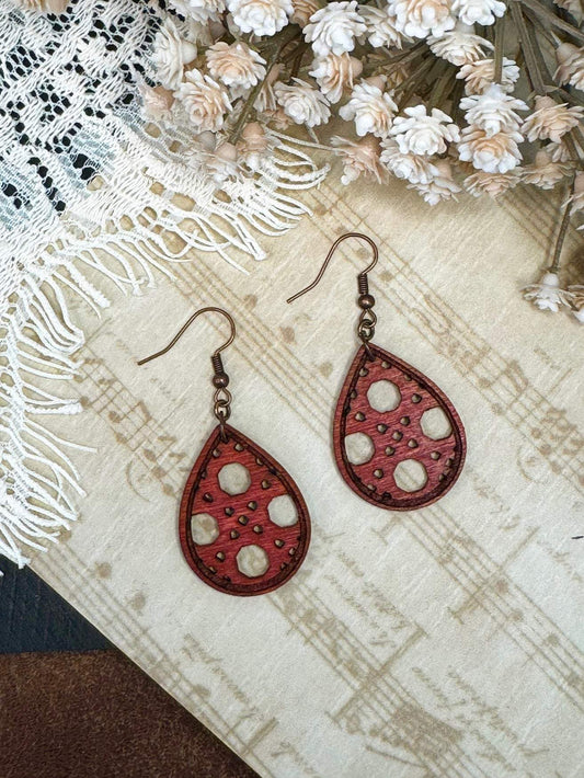 Rattan Teardrop Wooden Earrings