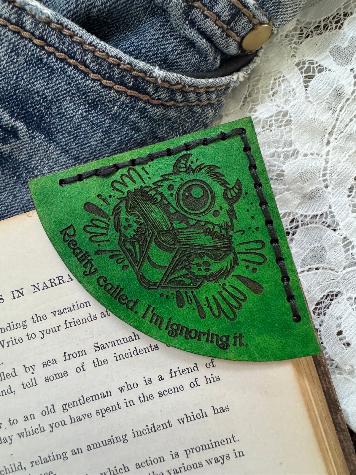 "Reality Called. I'm Ignoring It." Monster Leather Bookmark