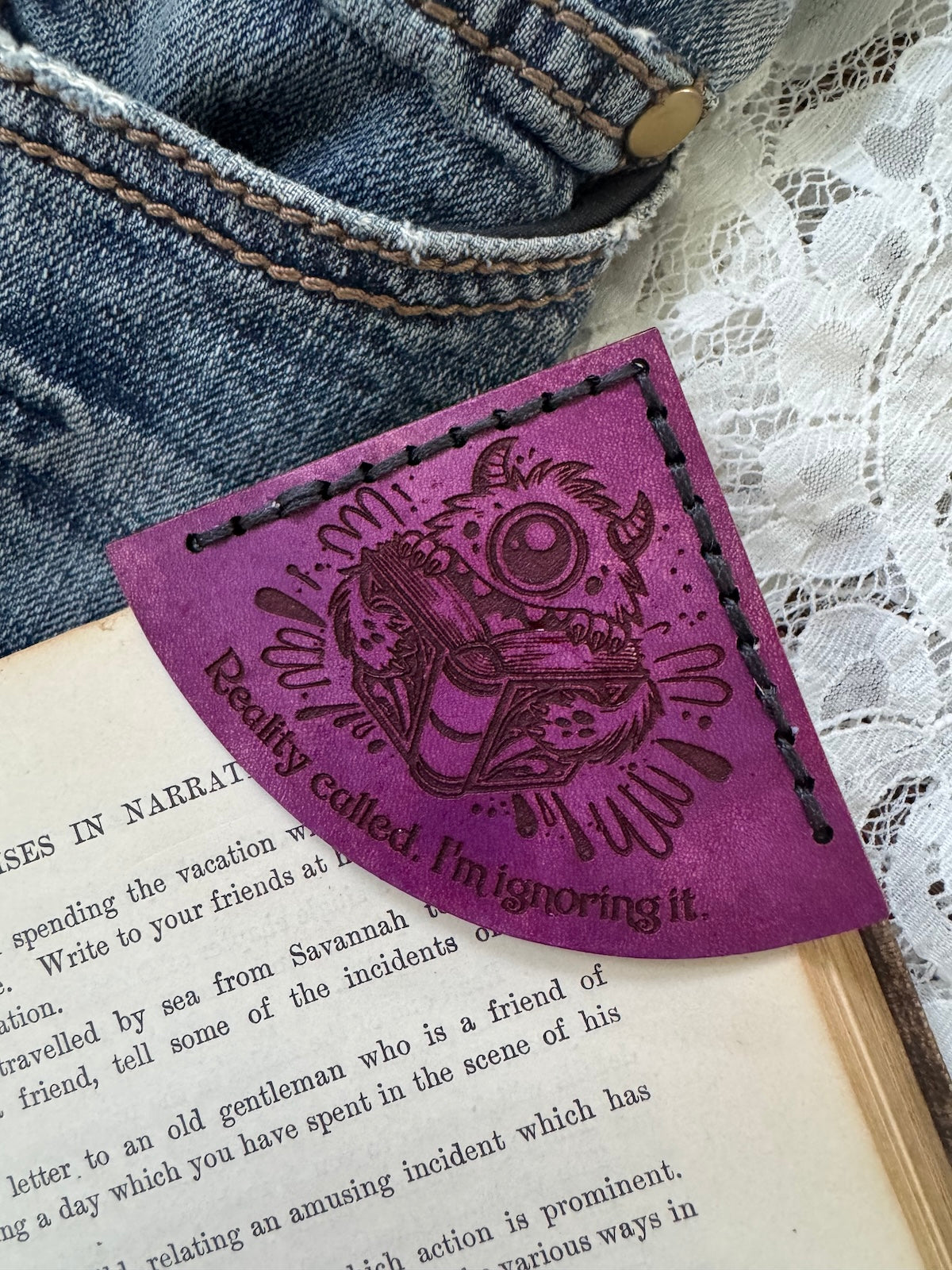 "Reality Called. I'm Ignoring It." Monster Leather Bookmark
