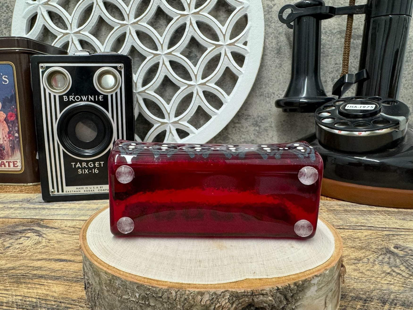 Ruby Art Deco Business Card Holder