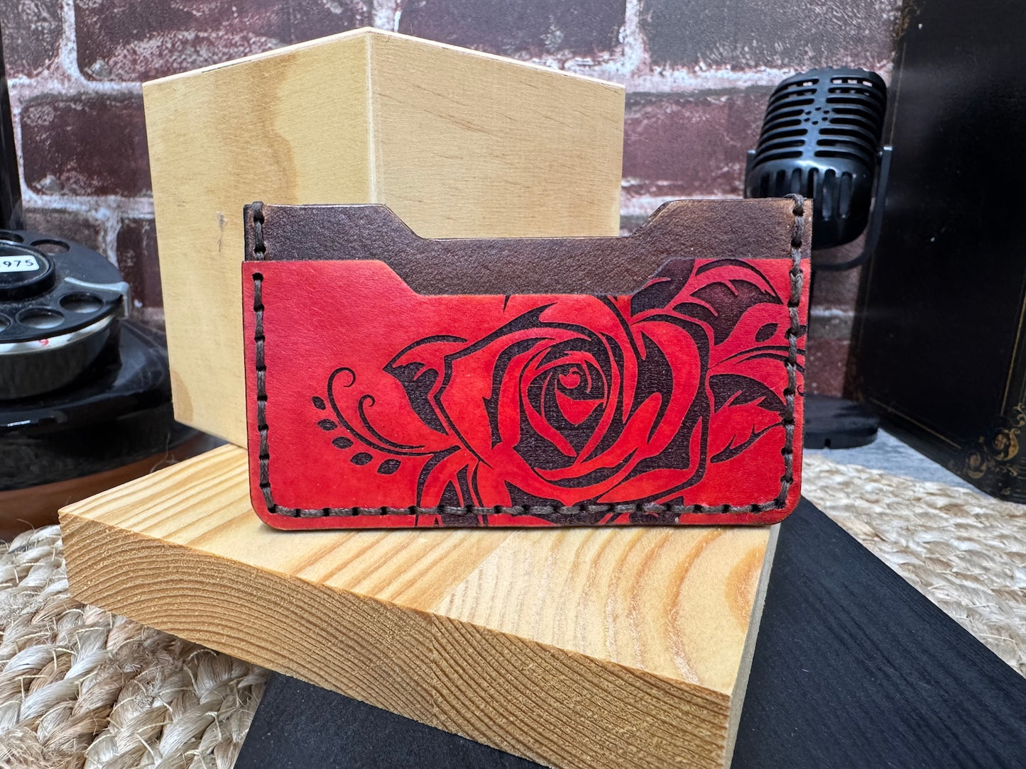 Rose Design Minimalist Leather Wallet