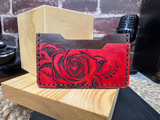 Rose Design Minimalist Leather Wallet