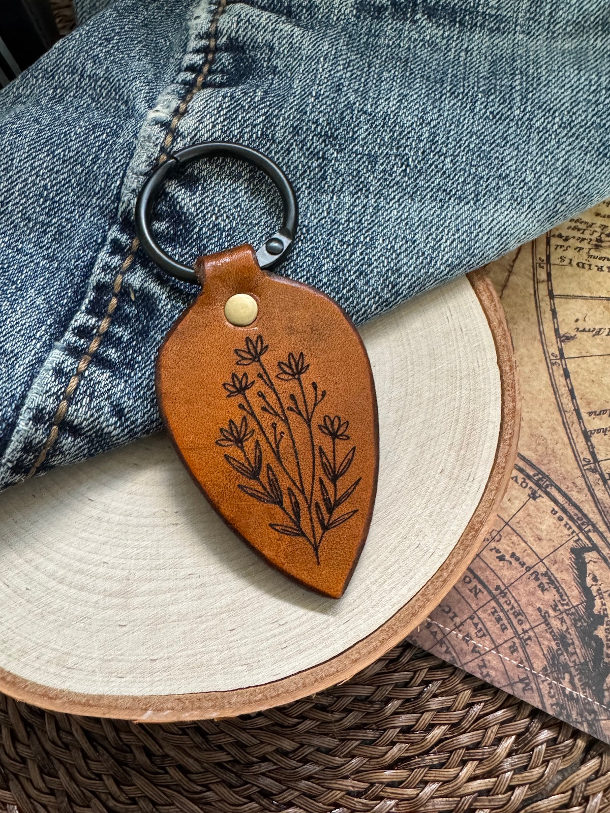 So Loved Leather Keychain