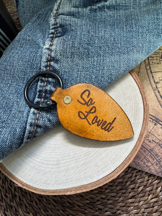 So Loved Leather Keychain