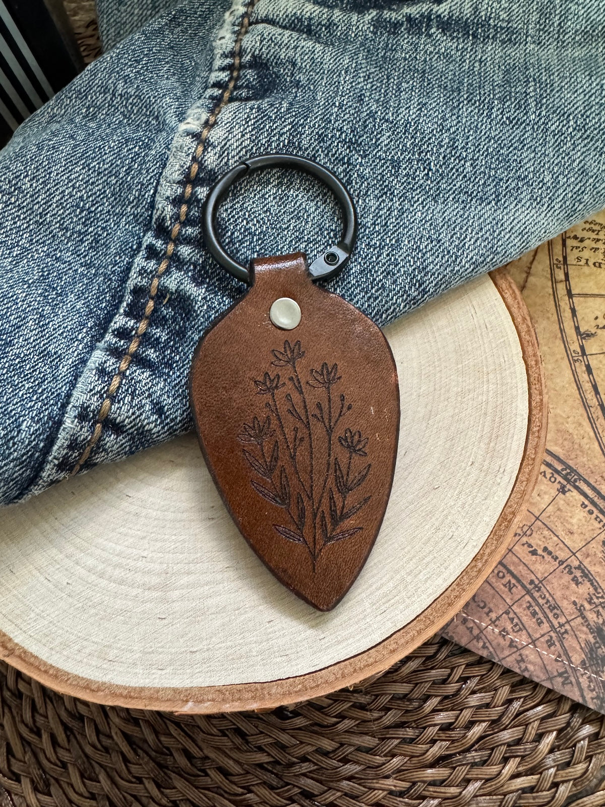 So Loved Leather Keychain
