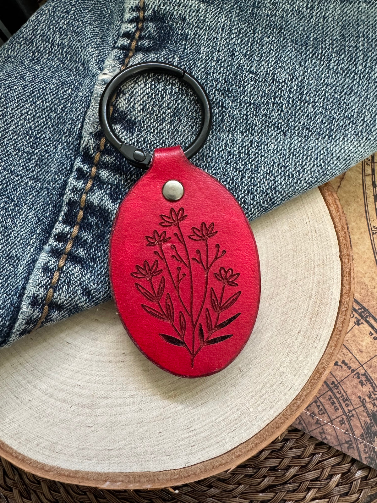 So Loved Leather Keychain