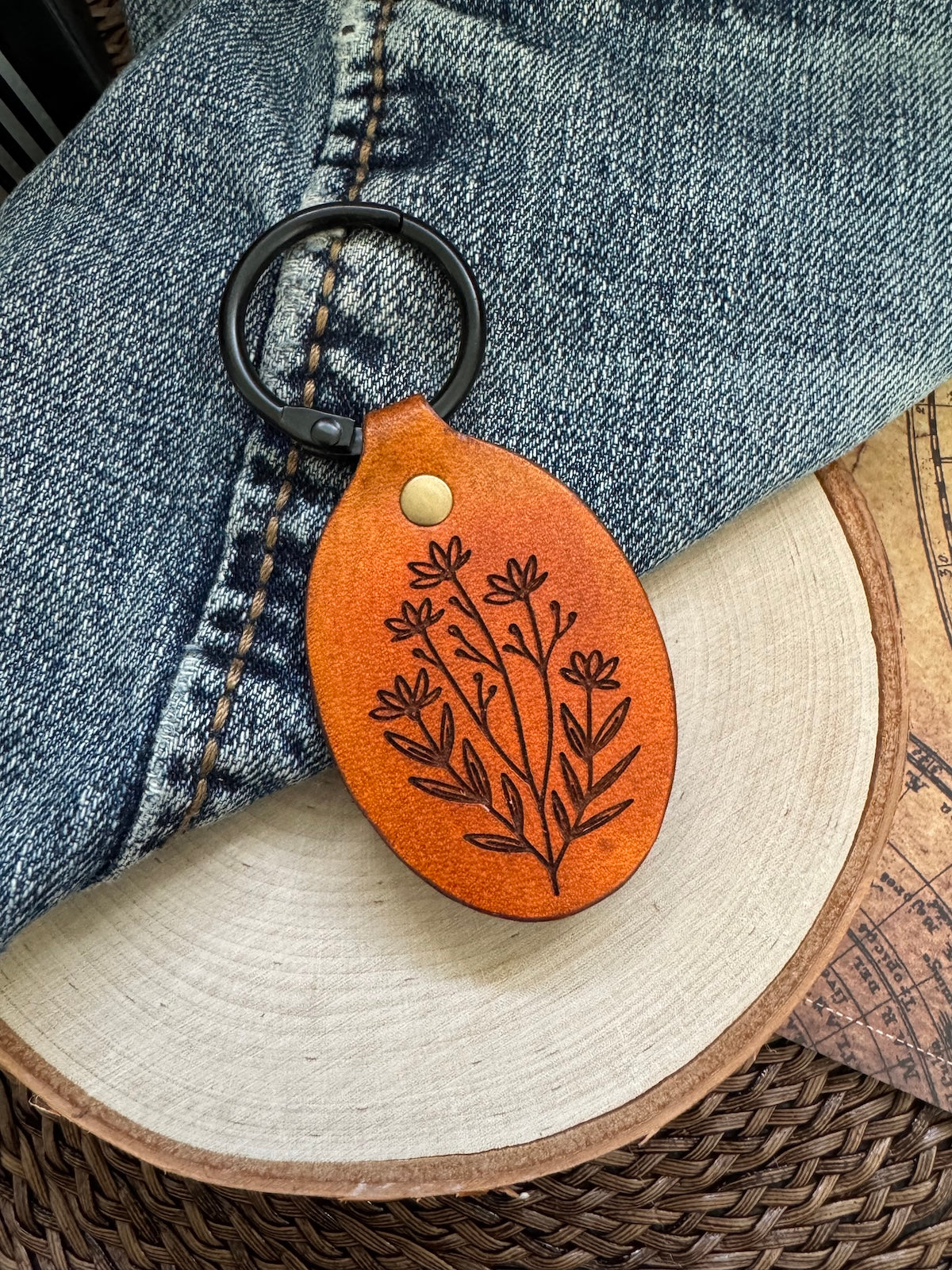 So Loved Leather Keychain