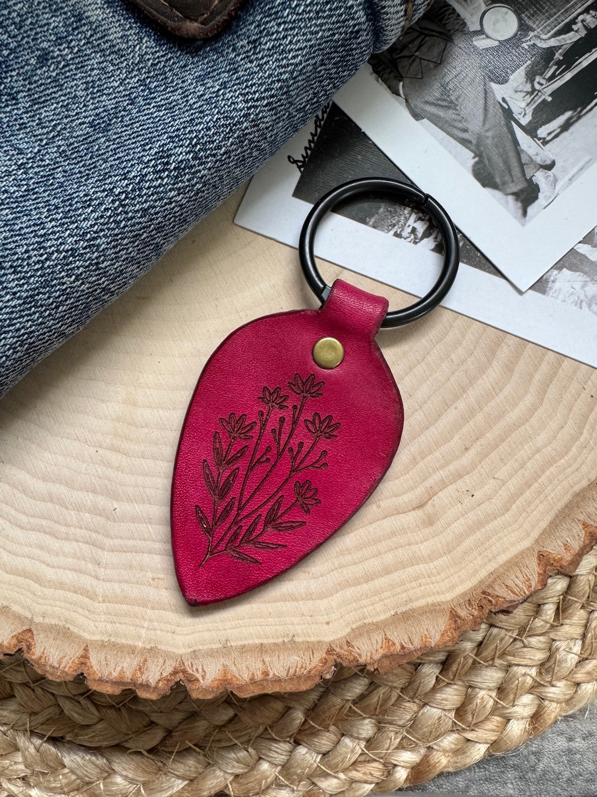 So Loved Leather Keychain