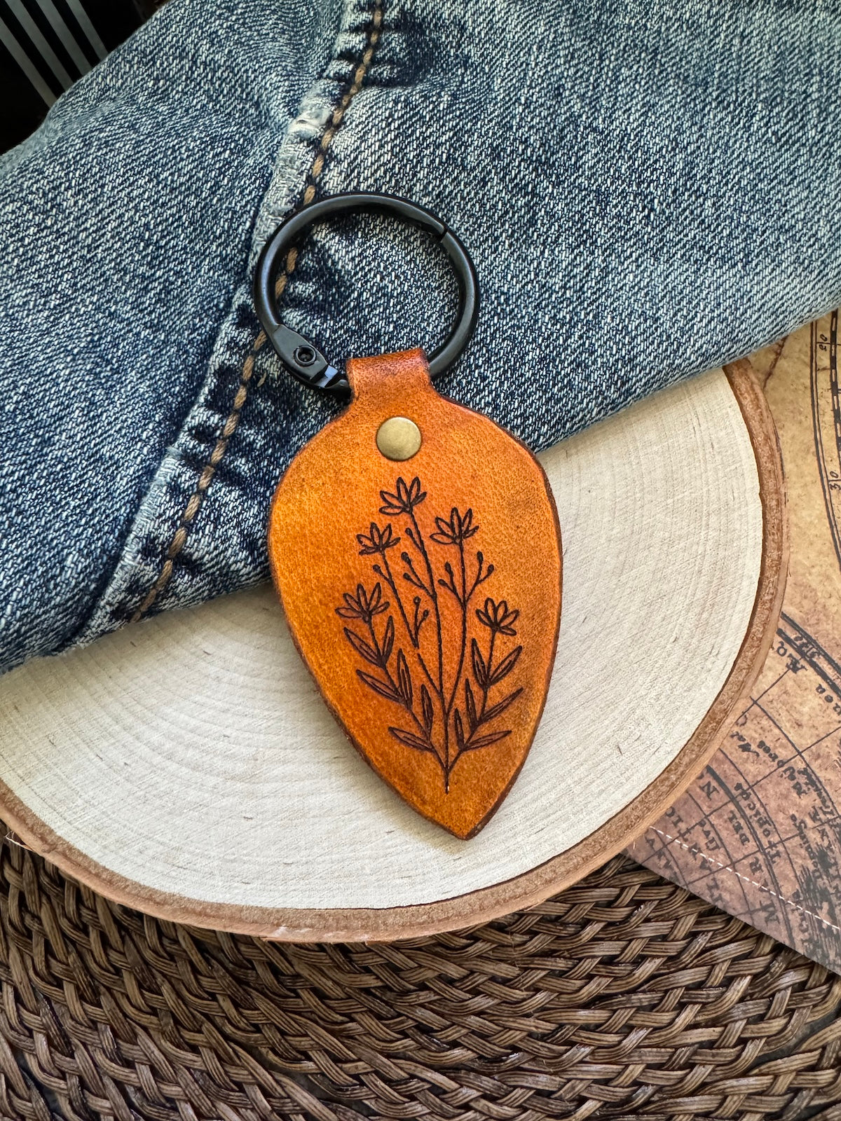 So Loved Leather Keychain