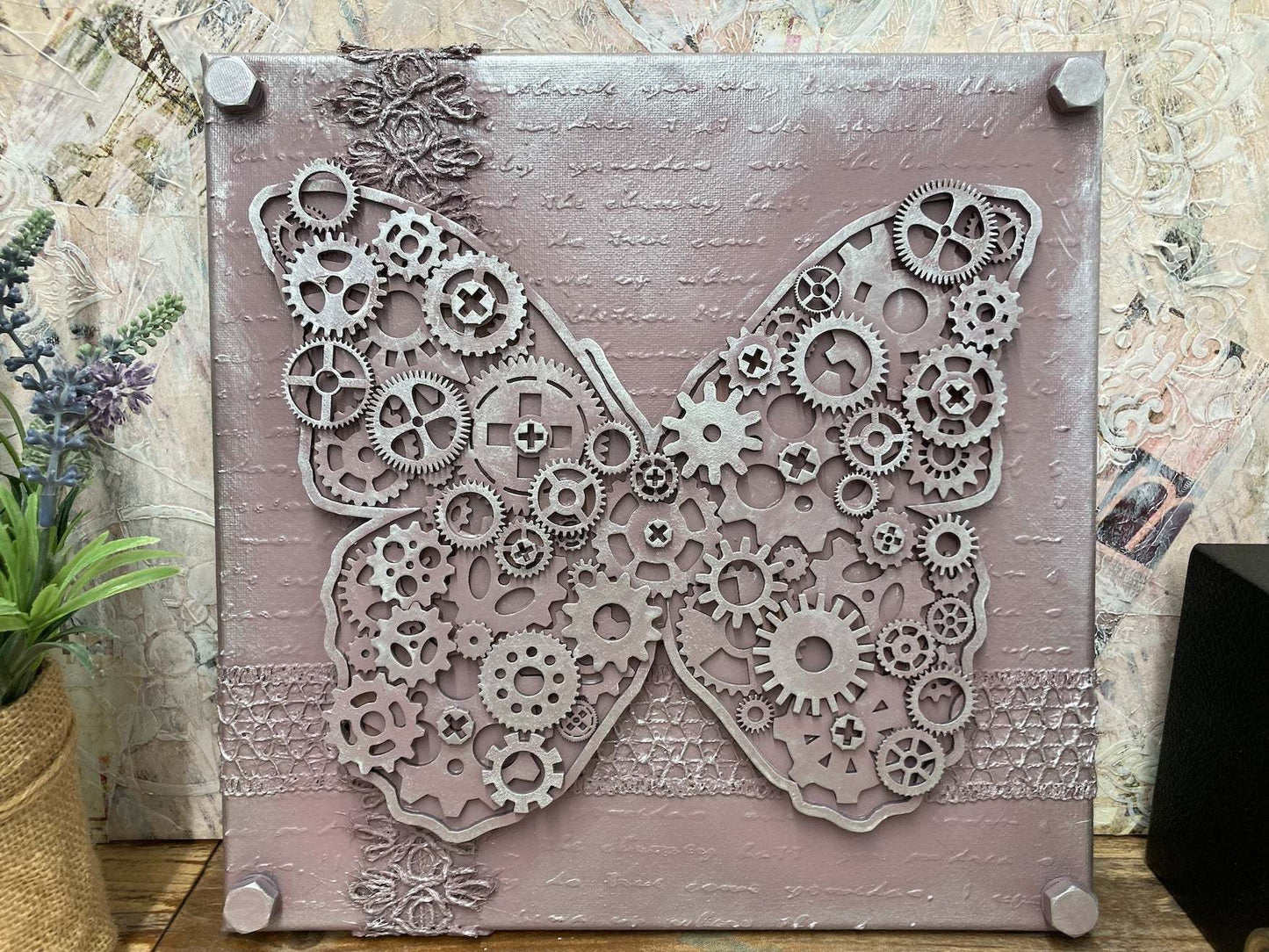 Steampunk Butterfly in Dusty Mauve