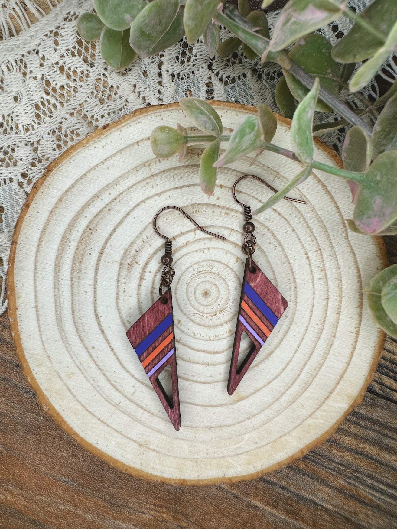 Dangle Earrings | Striped Triangular Dangle Earrings | Sophia Renee Designs