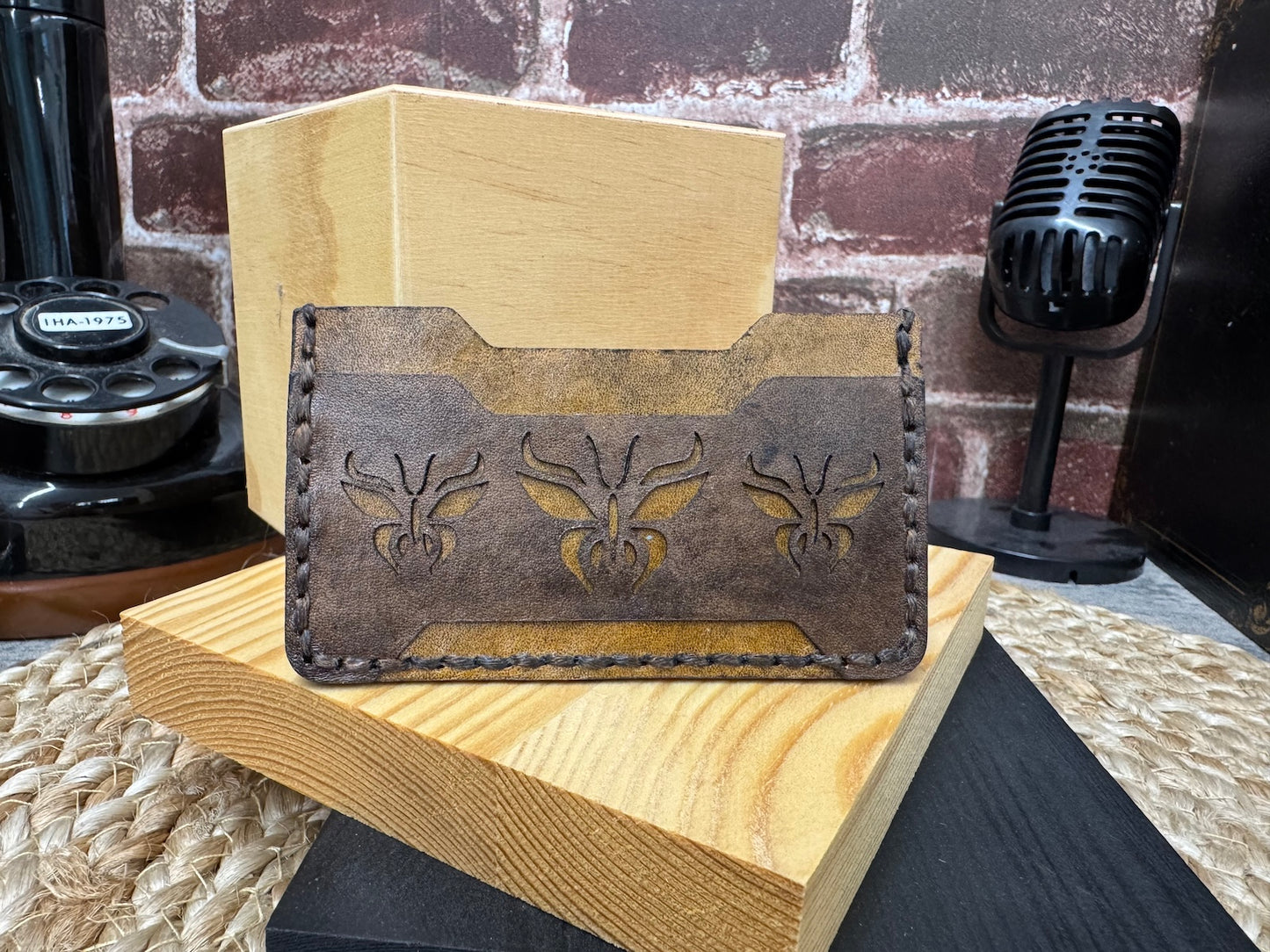 Tattoo Butterfly Cut-out Minimalist Leather Wallet