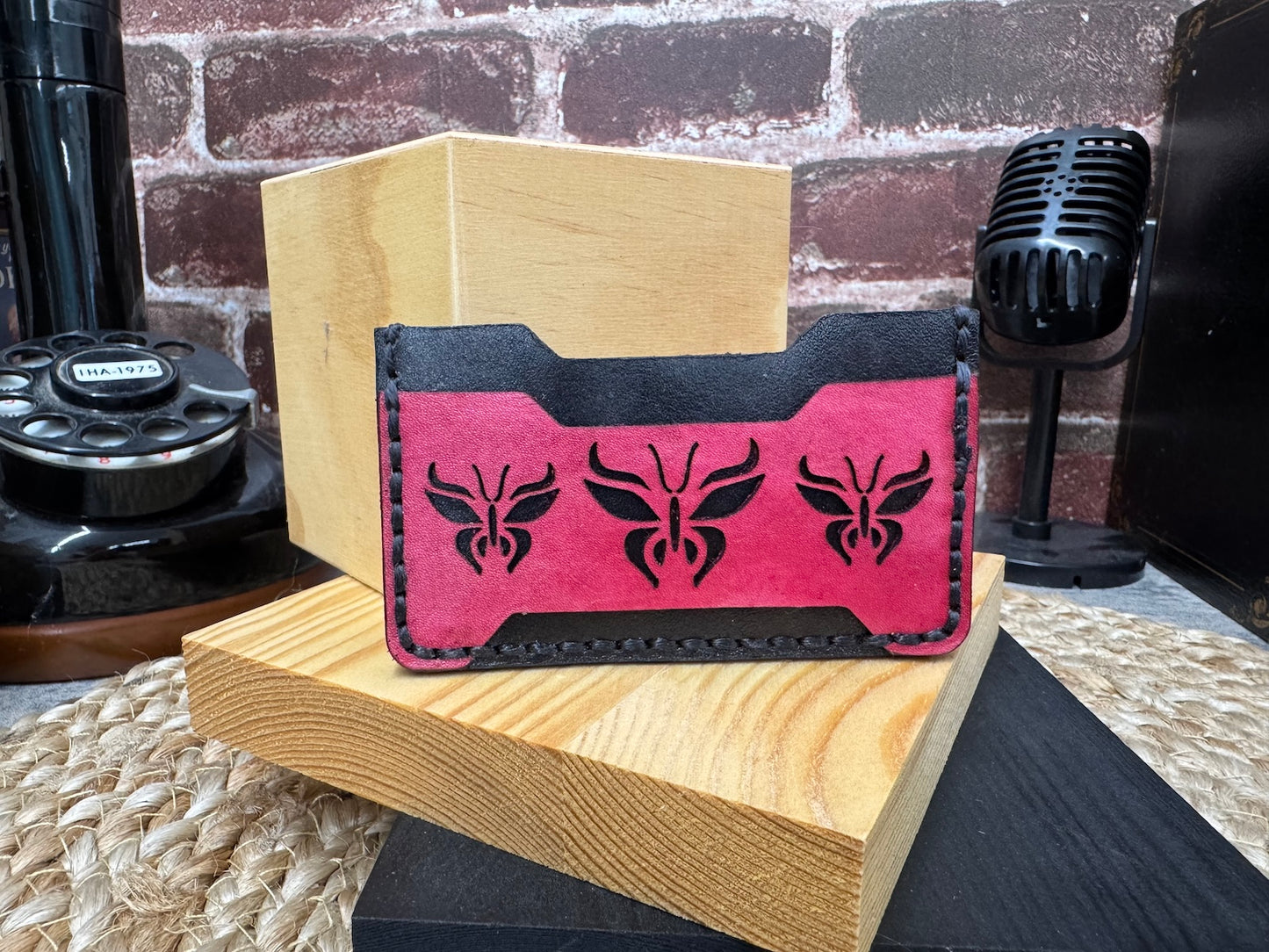 Tattoo Butterfly Cut-out Minimalist Leather Wallet