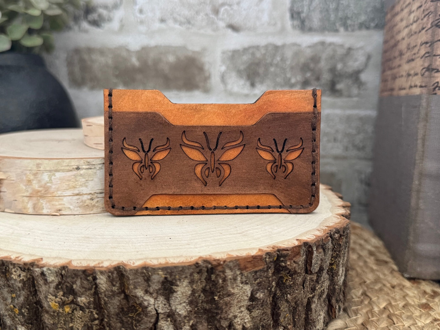 Tattoo Butterfly Cut-out Minimalist Leather Wallet