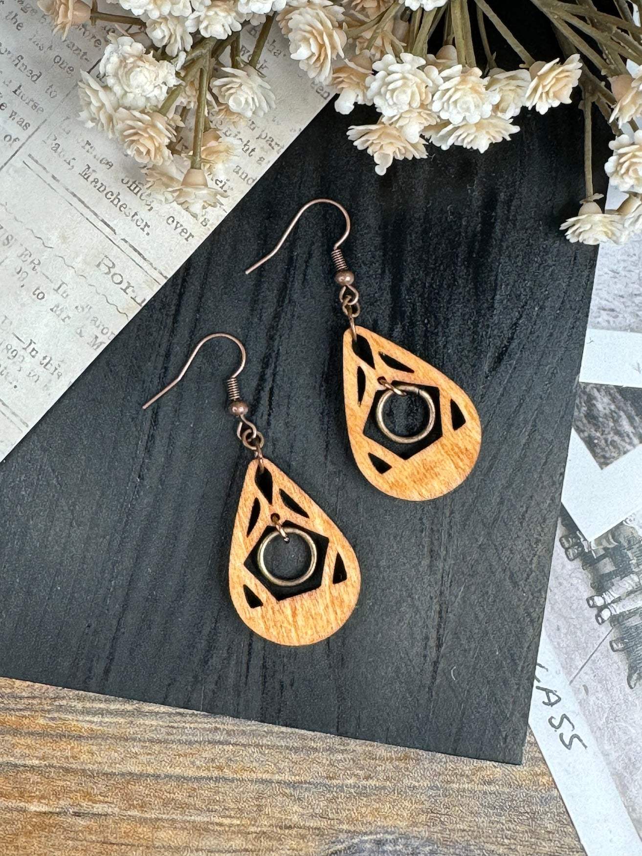 Teardrop Suspended Ring Dangle Earrings