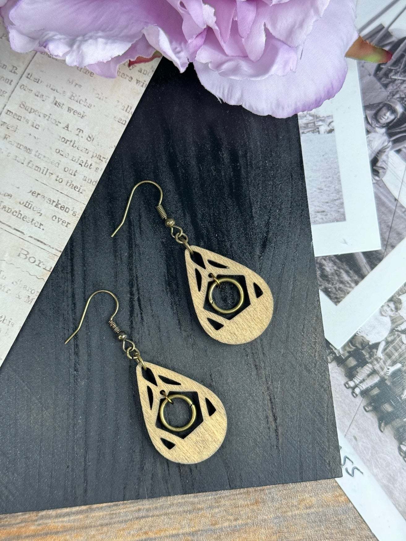 Teardrop Suspended Ring Dangle Earrings