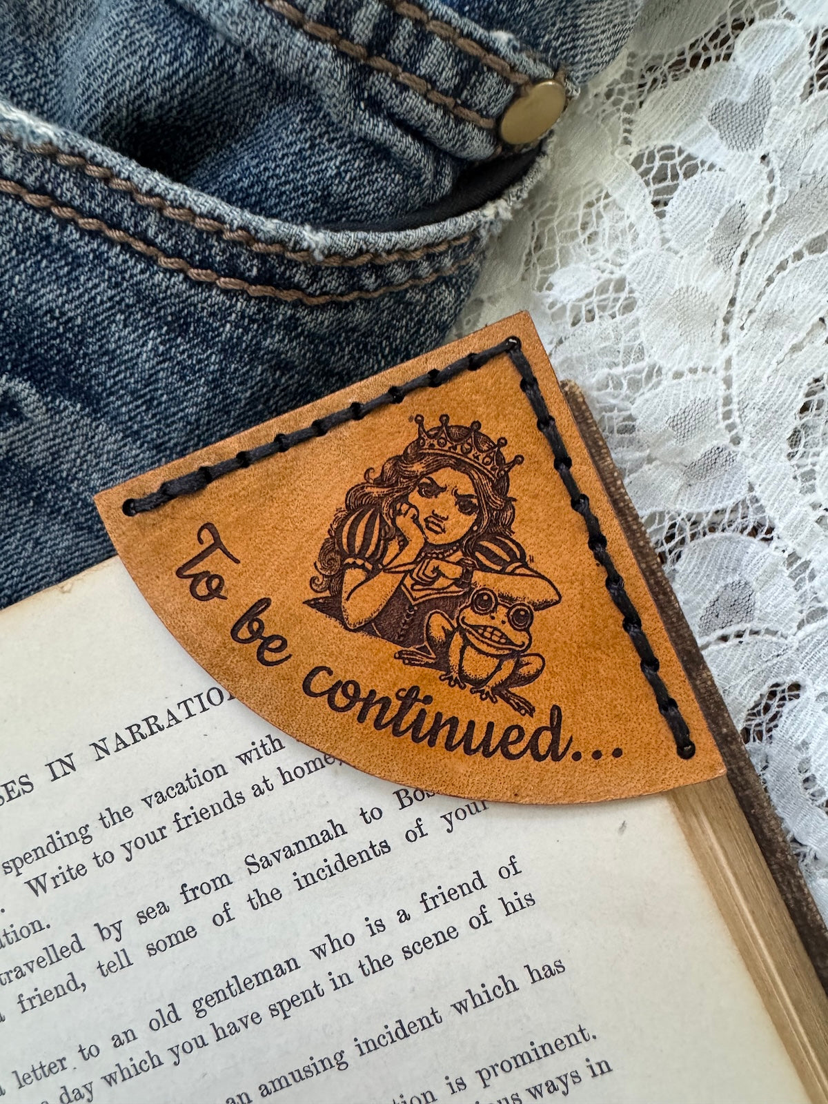 The Princess and the Frog Leather Bookmark