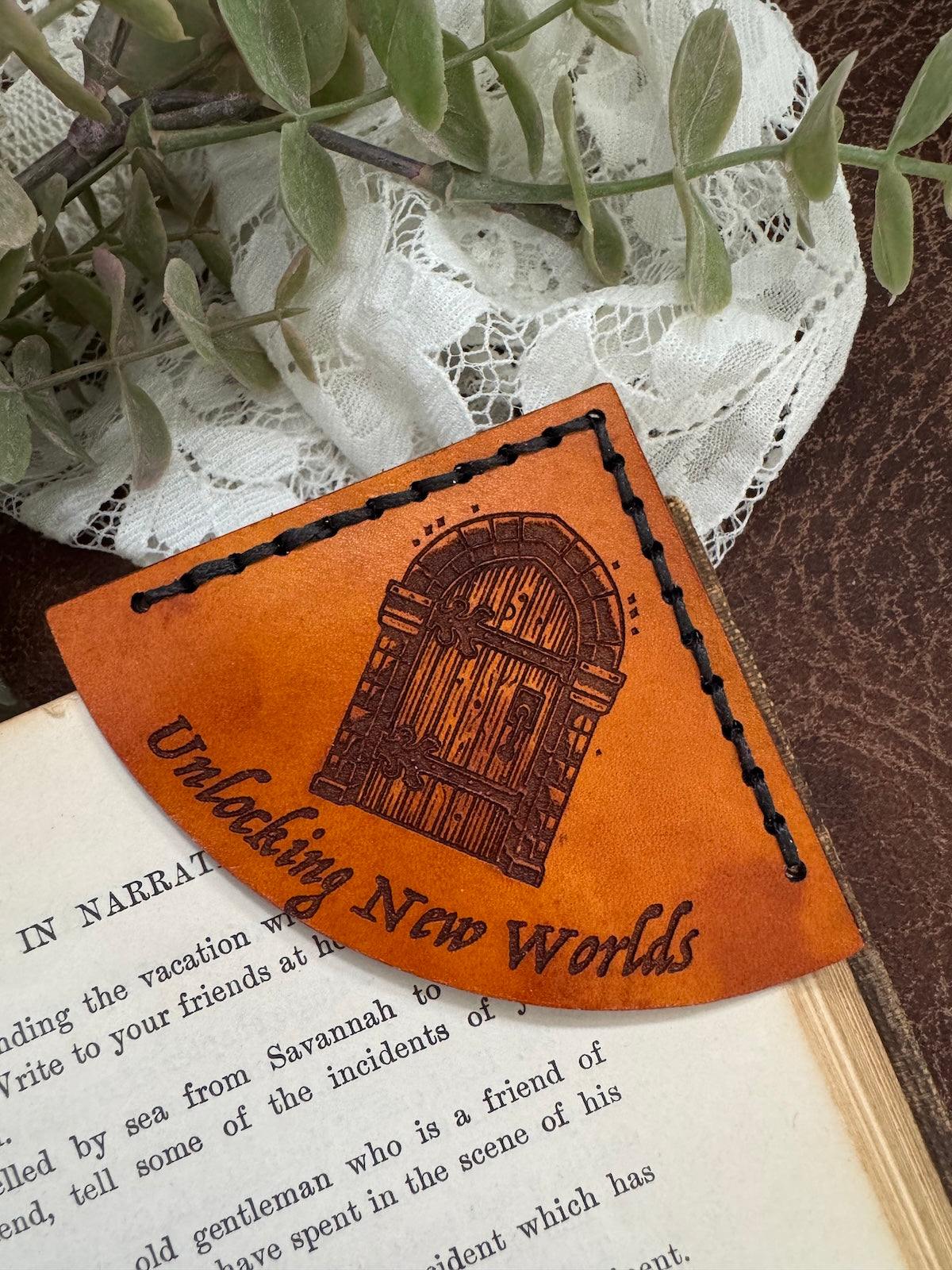 Unlocking New Worlds Leather Bookmark - Castle Door