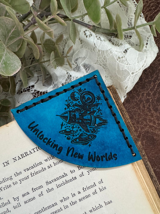 Unlocking New Worlds Leather Bookmark - Alien