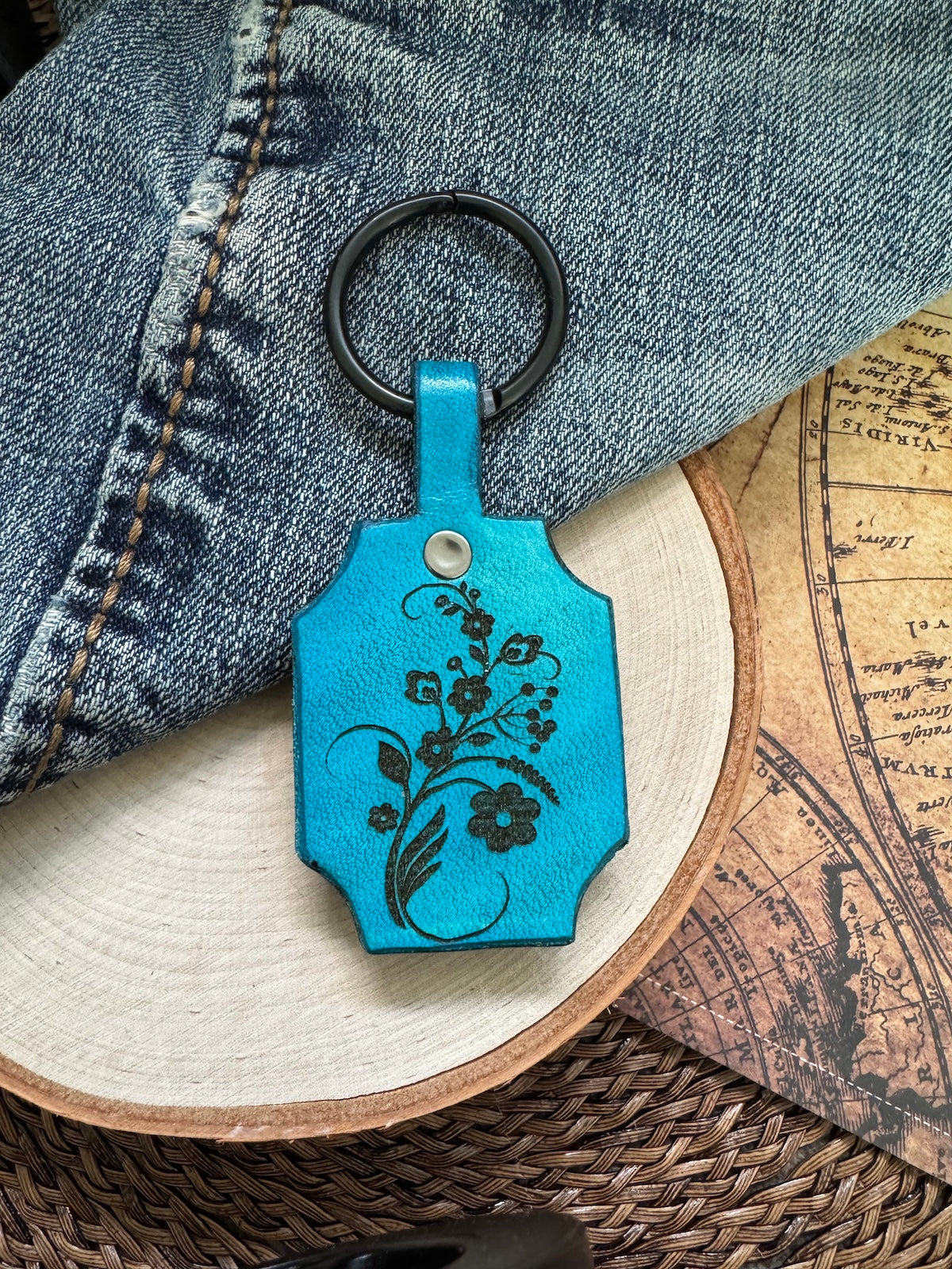 Van Gogh Leather Keychain