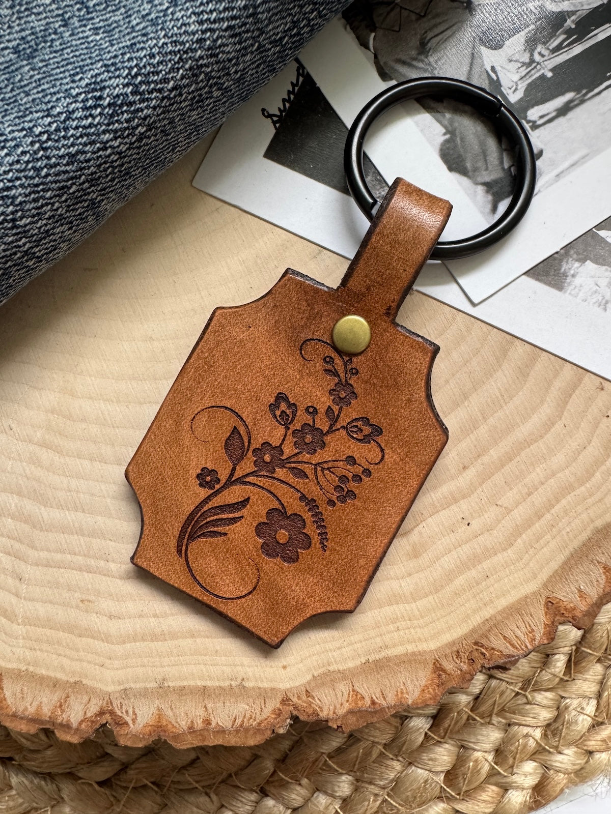 Van Gogh Leather Keychain