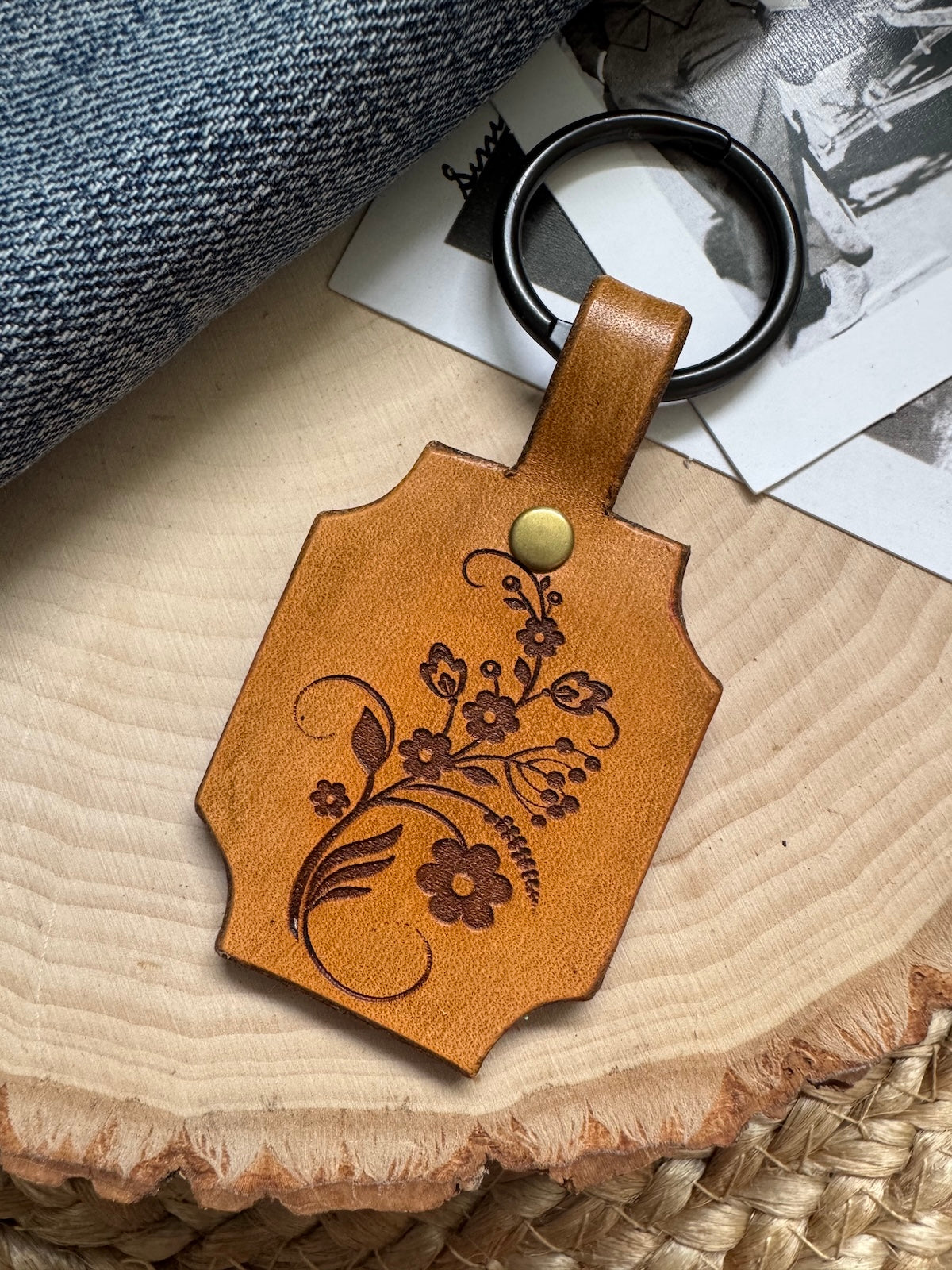 Van Gogh Leather Keychain