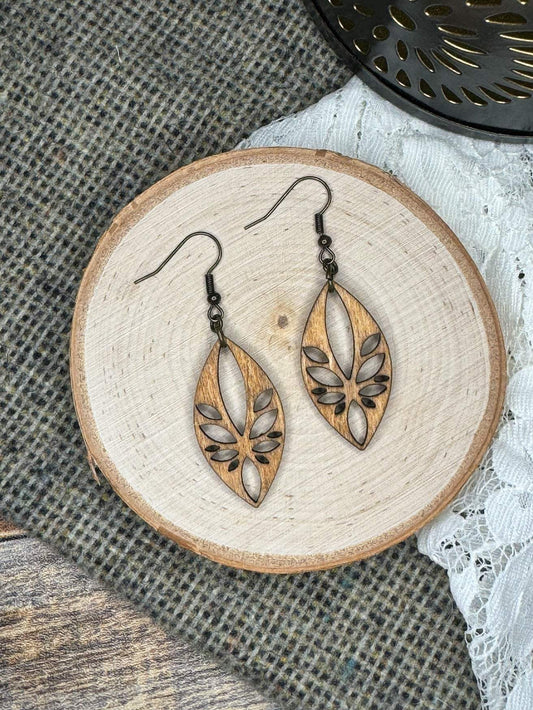 Wooden Earrings | Willow Leaf Wooden Earrings | Sophia Renee Designs