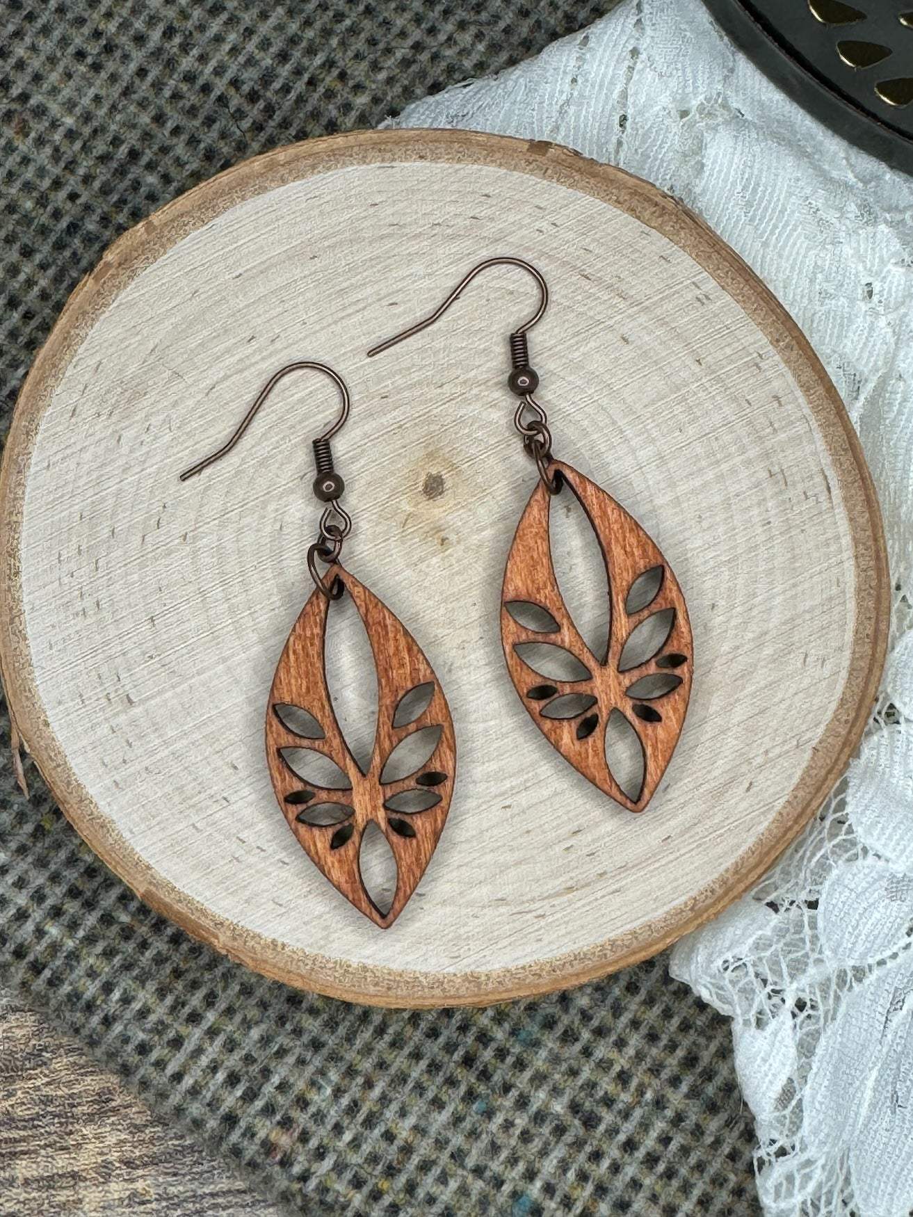 Wooden Earrings | Willow Leaf Wooden Earrings | Sophia Renee Designs