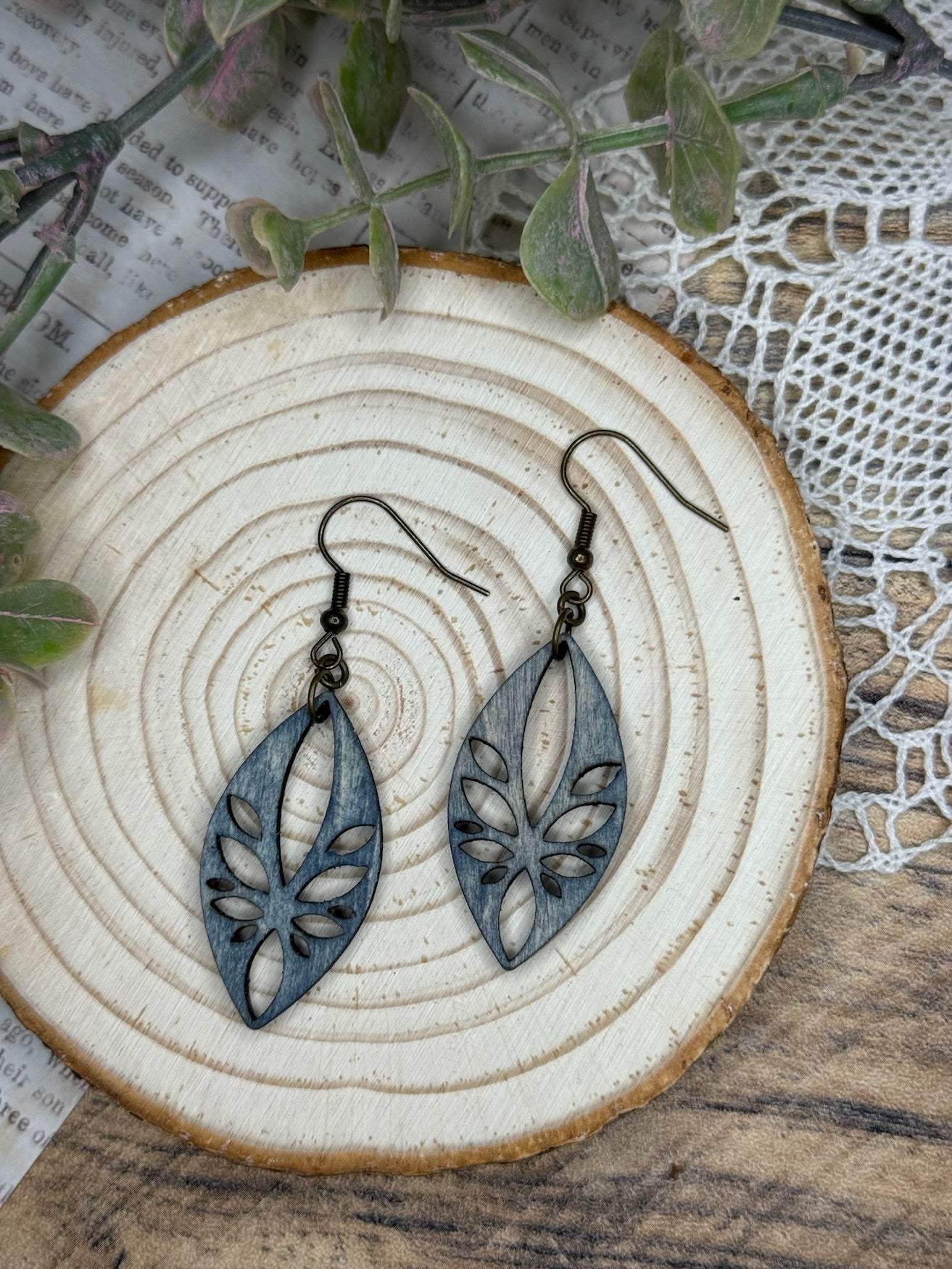 Wooden Earrings | Willow Leaf Wooden Earrings | Sophia Renee Designs