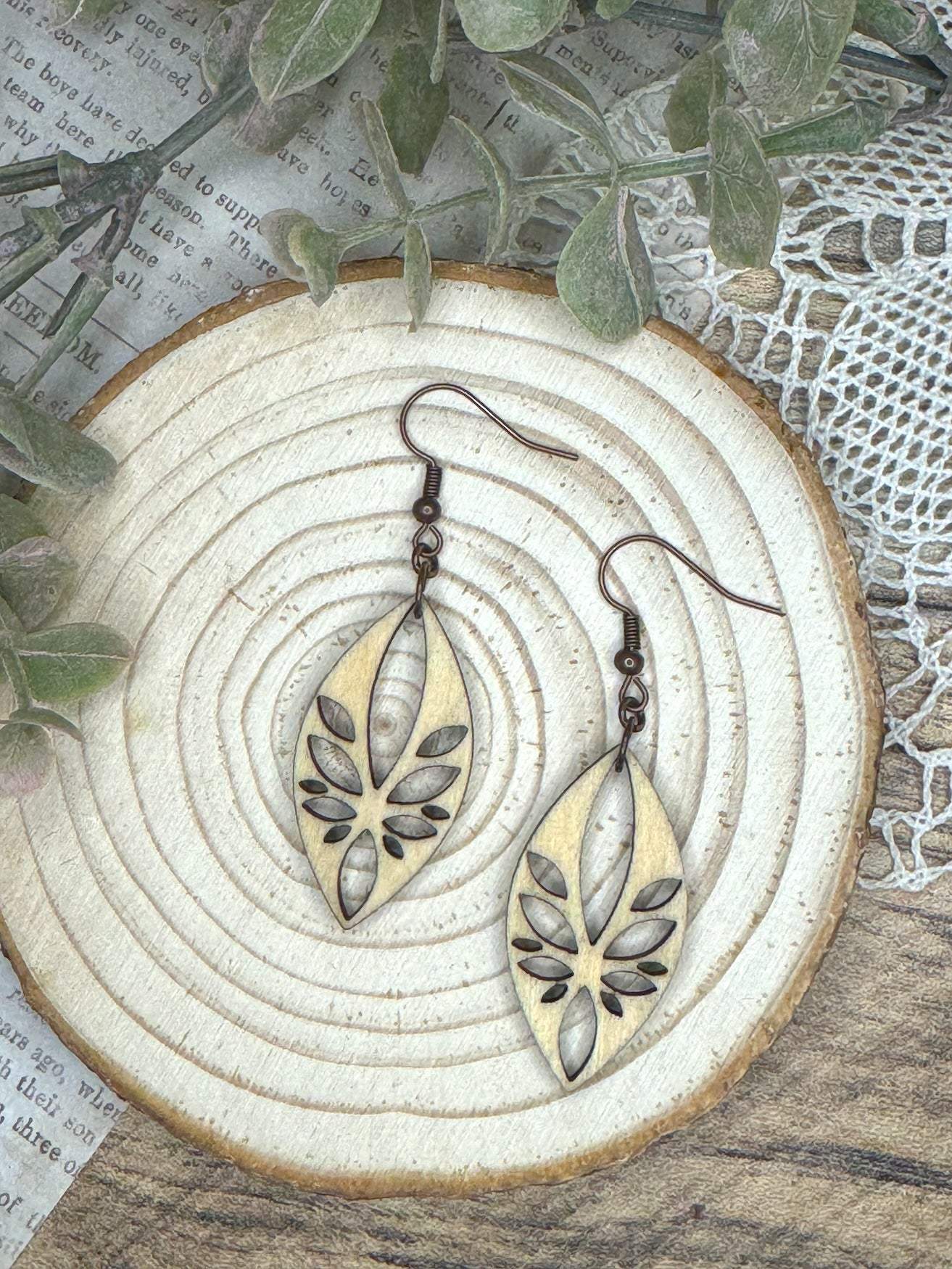 Wooden Earrings | Willow Leaf Wooden Earrings | Sophia Renee Designs