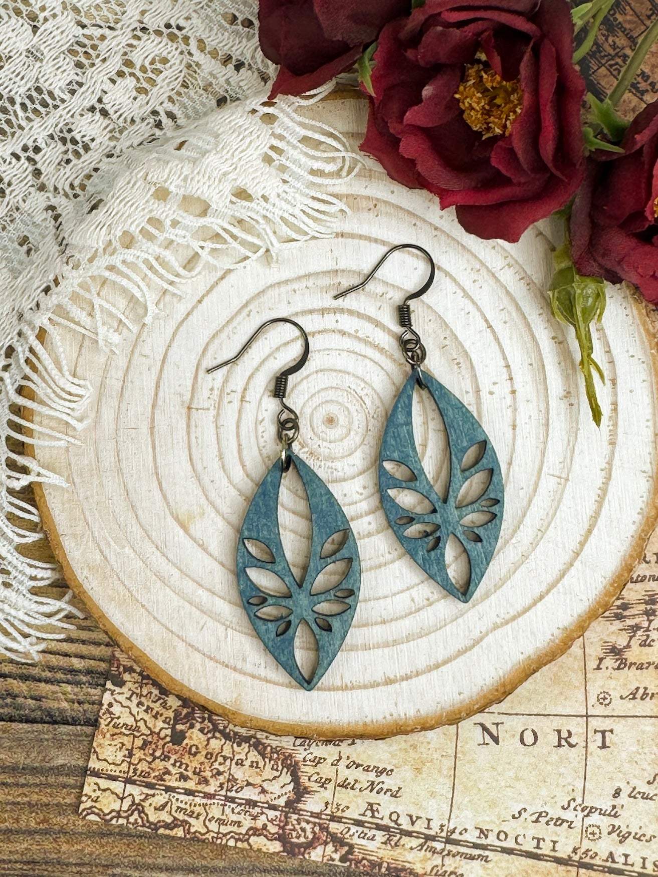 Wooden Earrings | Willow Leaf Wooden Earrings | Sophia Renee Designs