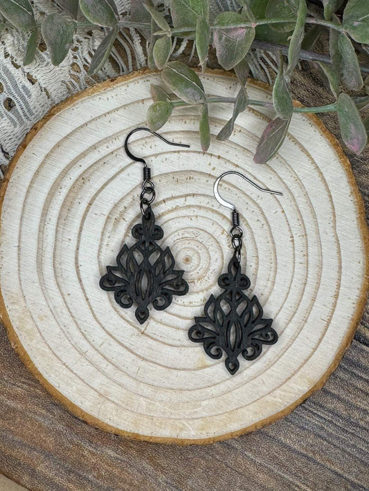 Victorian Lace Wooden Earrings